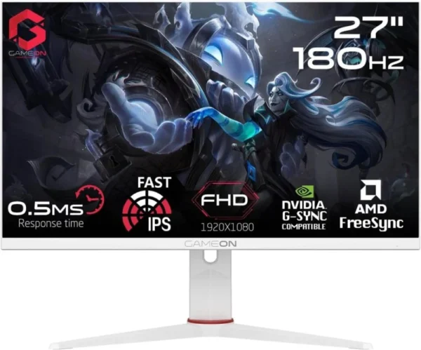 GOE27FUD180HZ-IPS-GameOn 27" 0.5MS 180HZ IPS G-Sync Free Sync White شاشة قيم اون احترافية