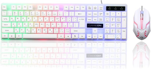 GAMEON GO21KM-W DOMINION White Wired Keyboard & Mouse 2 in 1 Combo, كيبورد وماوس 2 في 1