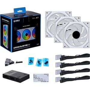 750757570 SL-INF-120-White-Lian Li Uni Fan SL-INF 120 RGB 3 Fan One Box White ثلاث مراوح ليان لي