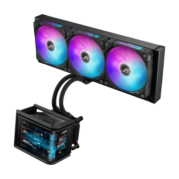 7570575 90RC0151-B0EAY0-ASUS ROG Ryuo IV SLC 360 ARGB AIO Liquid CPU Cooler, 360mm, 6.67" 2K Curved AMOLED Display, 3x ARGB Fans مبرد مائي اسوس 3 مراوح