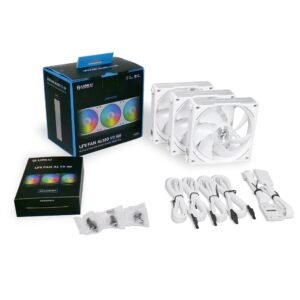7575705752742 AL120-3FAN-white-Lian Li UNI AL120 Triple 3Fan white With Controller ليان لي طقم 3 مراوح كيس اسود