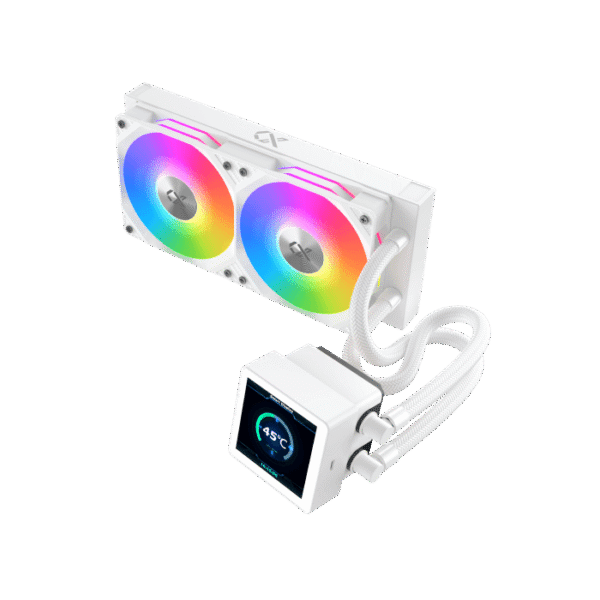 85685675075 EN45257-Xigmateck X 240 Liquid Connect white مبرد مائي مروحتين بشاشة سيجماتيك