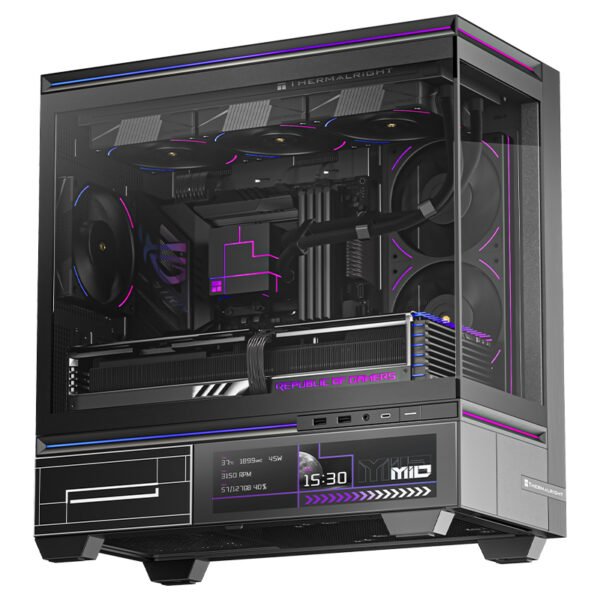 CASE.TLM10V.01-ThermalRight TL-M10 Vision M-ATX computer case with 6.9inch LCD screen 4 fans Black كيس