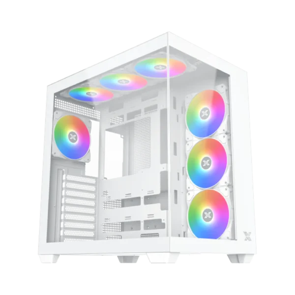 EN45837-Xigmatek Aqua V Air Arctic White ATX Computer Case with 7 Z22A ARGB Fans كيس سيجماتيك