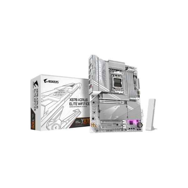 49_GIGABYTE_X870_AORUS_ELITE_WIFI7_ICE_Box_Board X870 A ELITE WF7 ICE-GIGABYTE X870 AORUS ELITE WIFI7 ICE AMD AM5 DDR5 ATX Motherboard لوحة أم جيجابايت