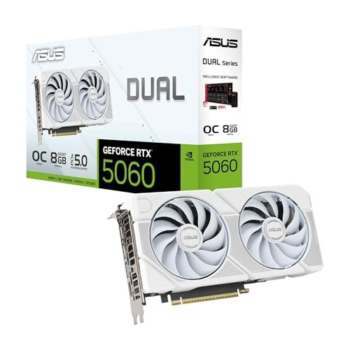 90YV0N15-M0NA00-ASUS Dual Nvidia GeForce RTX 5060 8GB (2XFAN) - GDDR7 White كرت شاشة