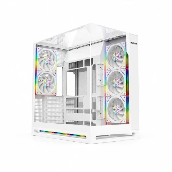 CASE-415-Majesty Falcon X White Mid-Tower ATX Gaming Case with 8 ARGB Fans كيس ماجستي