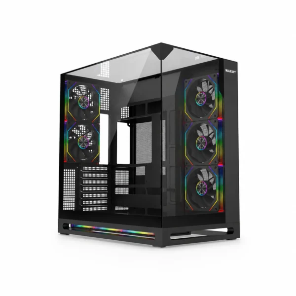 CASE-414-Majesty Falcon X Black Mid-Tower ATX Gaming Case with 8 ARGB Fans كيس ماجستي