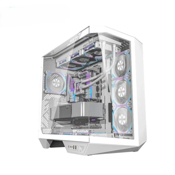 DY470-DarkFlash DY470 White ATX Computer Case with 7 INF34R ARGB Fans كيس كمبيوتر
