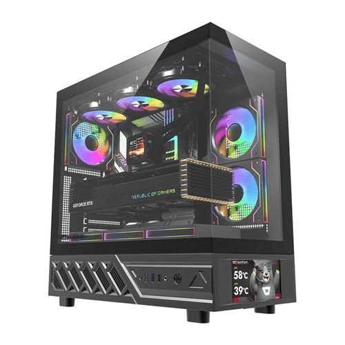 display DS950V-DarkFlash DS950V 6-inch IPS LCD Black ATX Computer Case with 6 ARGB Fans كيس كمبيوتر