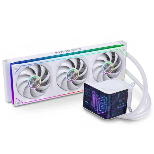 0-1 CLA-301-W-Majesty CLA-301 360mm ARGB Liquid CPU Cooler with 6.67-inch Curved AMOLED Panorama Display White مبرد مائي ماجيستي