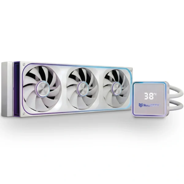 CLL-401-W-Majesty CLL-401 360mm ARGB Liquid CPU Cooler with 3.9-inch IPS LCD White مبرد مائي ماجيستي