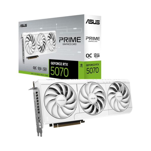 76_90YV0M19-M0NA00_ASUS_PRIME_RTX5070_WHITE_with_Box 90YV0M19-M0NA00-ASUS PRIME GeForce RTX 5070 White OC Edition 12GB GDDR7 Triple-Fan Graphics Card كرت شاشة أسوس أبيض
