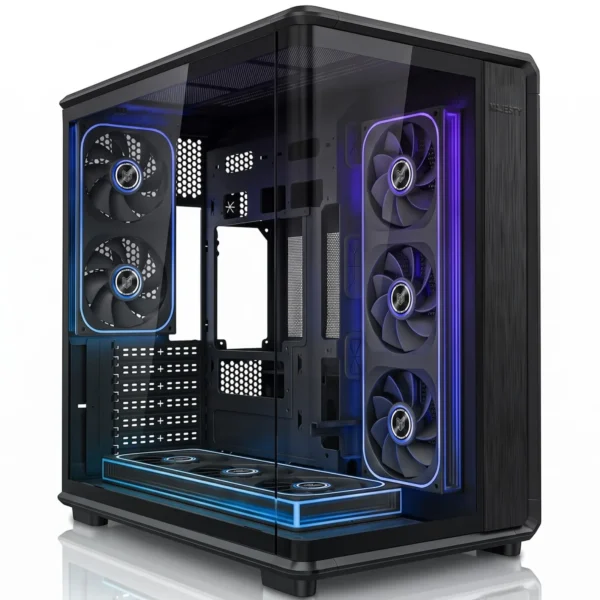 TITAN-8FAN-Majesty TITAN Mid Tower Gaming PC Case Black with 8 Pre-Installed ARGB Infinity Fans Tempered Glass ATX Support كيس ماجيستي أسود